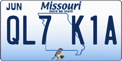 MO license plate QL7K1A
