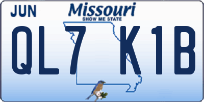 MO license plate QL7K1B