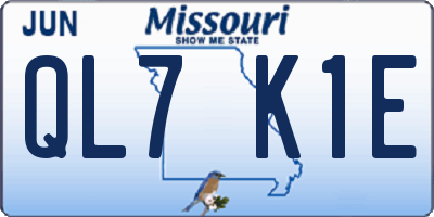MO license plate QL7K1E