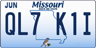 MO license plate QL7K1I