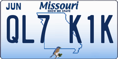 MO license plate QL7K1K