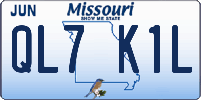 MO license plate QL7K1L