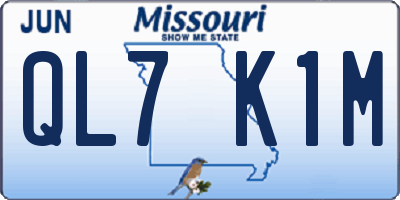 MO license plate QL7K1M