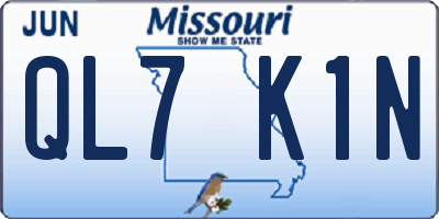 MO license plate QL7K1N