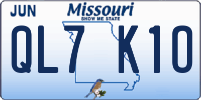 MO license plate QL7K1O
