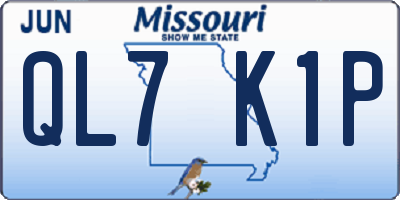 MO license plate QL7K1P