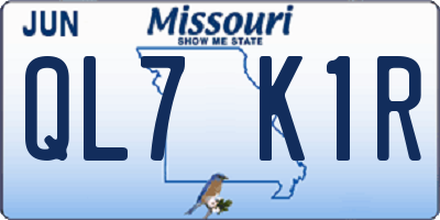 MO license plate QL7K1R