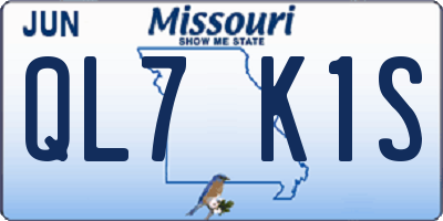 MO license plate QL7K1S