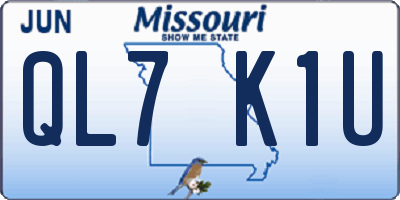 MO license plate QL7K1U
