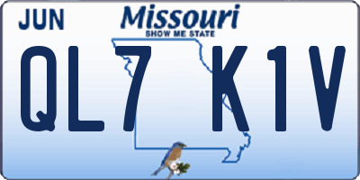 MO license plate QL7K1V