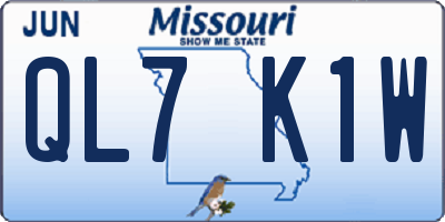 MO license plate QL7K1W