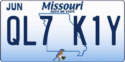 MO license plate QL7K1Y