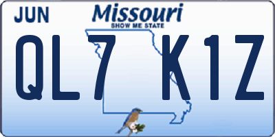 MO license plate QL7K1Z
