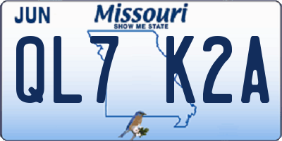 MO license plate QL7K2A