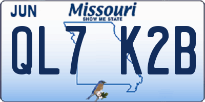 MO license plate QL7K2B