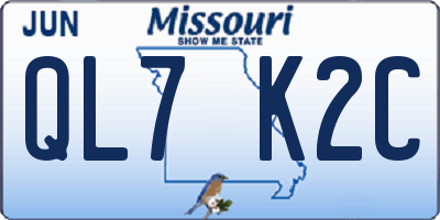 MO license plate QL7K2C