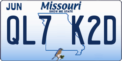 MO license plate QL7K2D