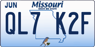 MO license plate QL7K2F