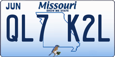 MO license plate QL7K2L