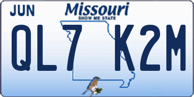 MO license plate QL7K2M