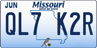 MO license plate QL7K2R