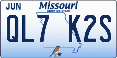 MO license plate QL7K2S