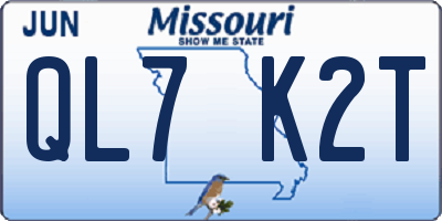 MO license plate QL7K2T