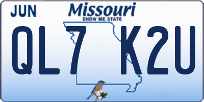 MO license plate QL7K2U