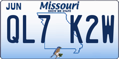 MO license plate QL7K2W