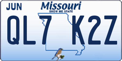 MO license plate QL7K2Z