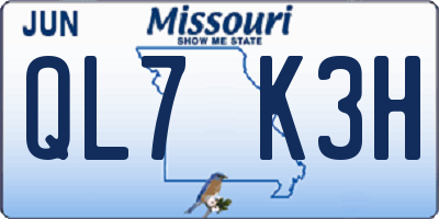 MO license plate QL7K3H