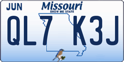 MO license plate QL7K3J