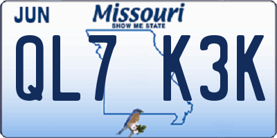 MO license plate QL7K3K