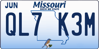 MO license plate QL7K3M