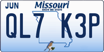 MO license plate QL7K3P