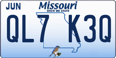 MO license plate QL7K3Q