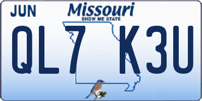 MO license plate QL7K3U
