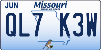 MO license plate QL7K3W