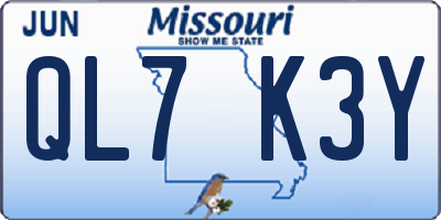 MO license plate QL7K3Y