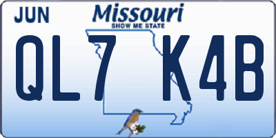 MO license plate QL7K4B