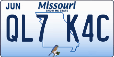MO license plate QL7K4C