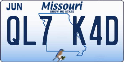 MO license plate QL7K4D