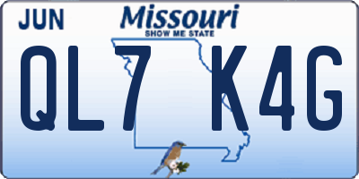 MO license plate QL7K4G