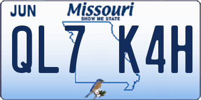 MO license plate QL7K4H
