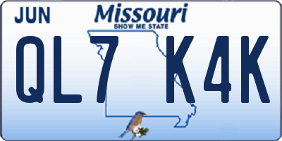MO license plate QL7K4K
