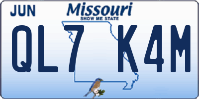 MO license plate QL7K4M