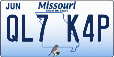 MO license plate QL7K4P