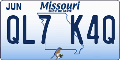 MO license plate QL7K4Q