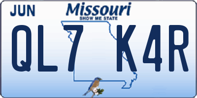 MO license plate QL7K4R