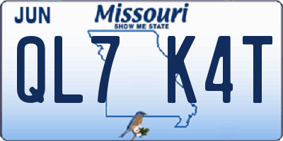 MO license plate QL7K4T